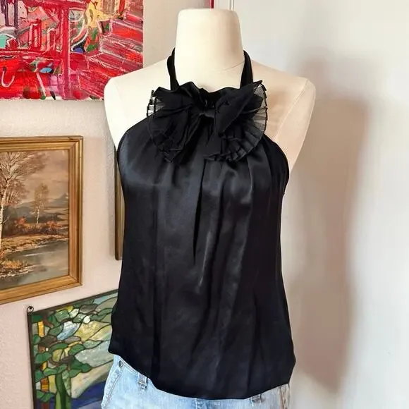 betsey johnson black silk turtleneck - Picture 1 of 3